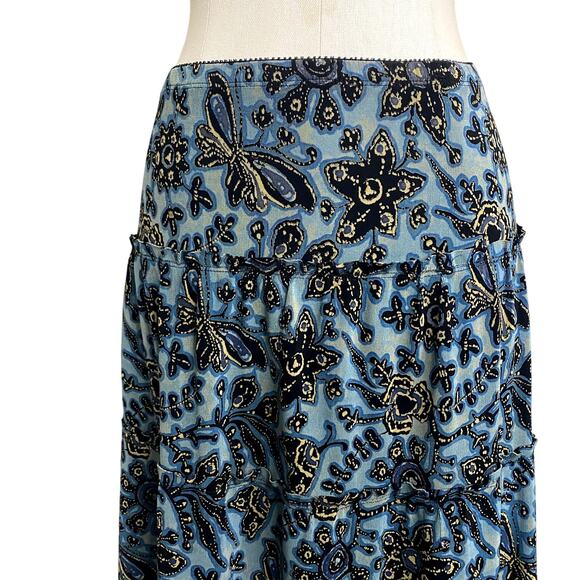 Vintage 90's Mark Singer Blue & Gold Slinky Lace Skirt Grunge Boho Burnout - Picture 3 of 16